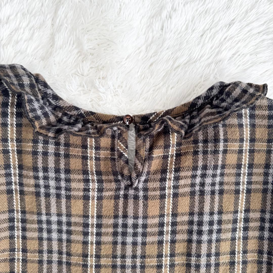 【ピンクハウス 】パフスリーブ　ワンピース チェック ネル素材 フリル　ガーリー