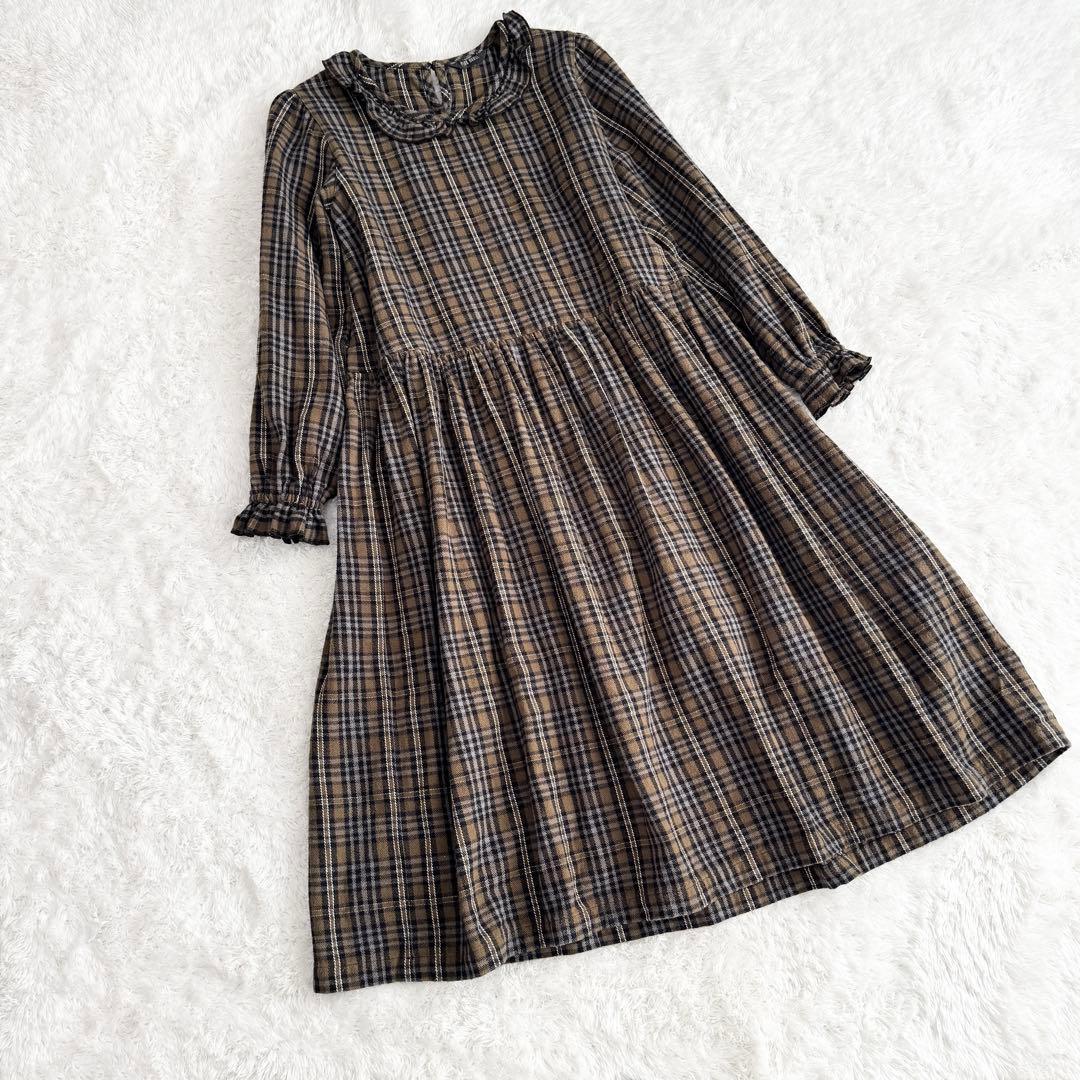 【ピンクハウス 】パフスリーブ　ワンピース チェック ネル素材 フリル　ガーリー