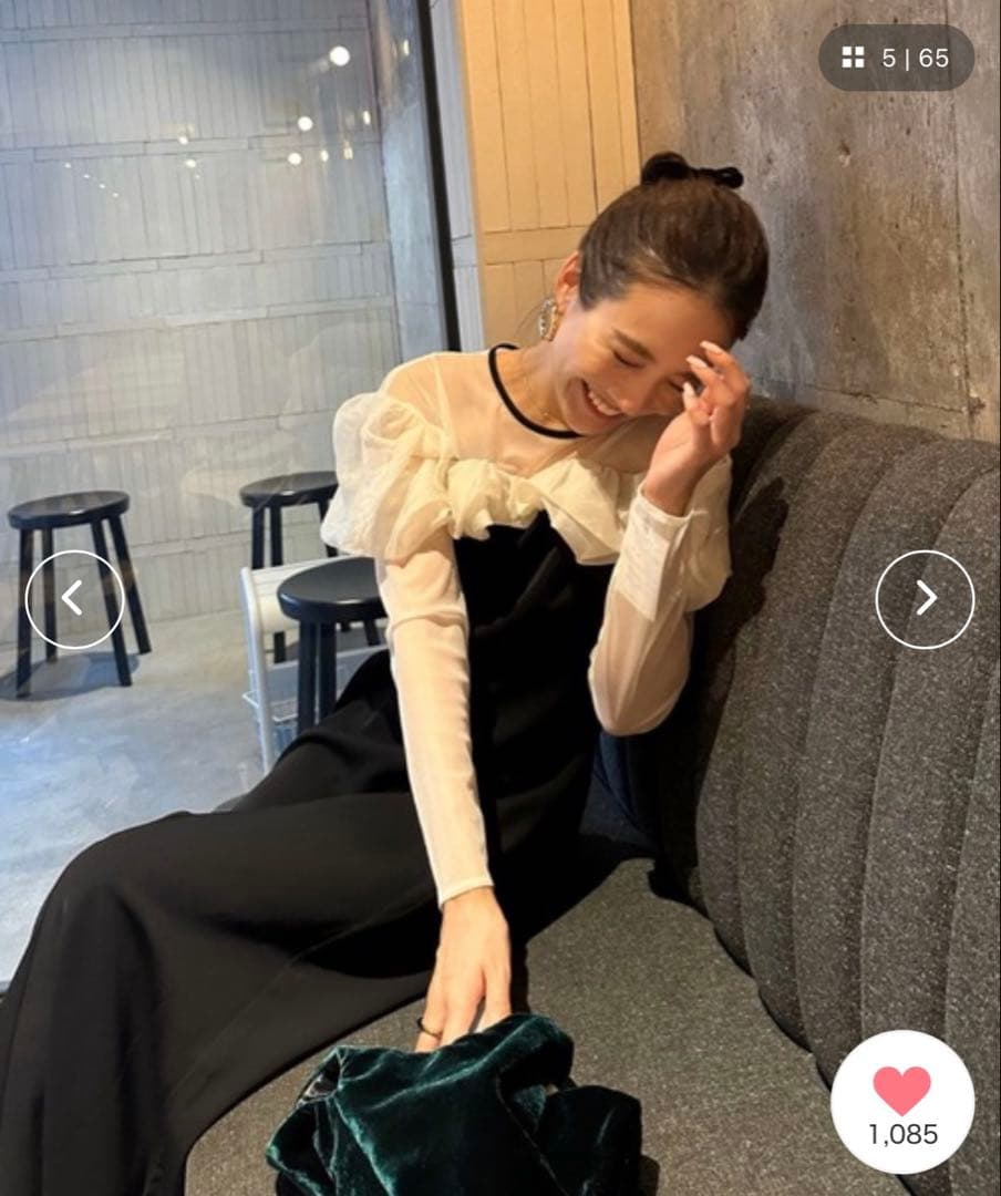 ANDRESD フリルフレアドレス ブラック