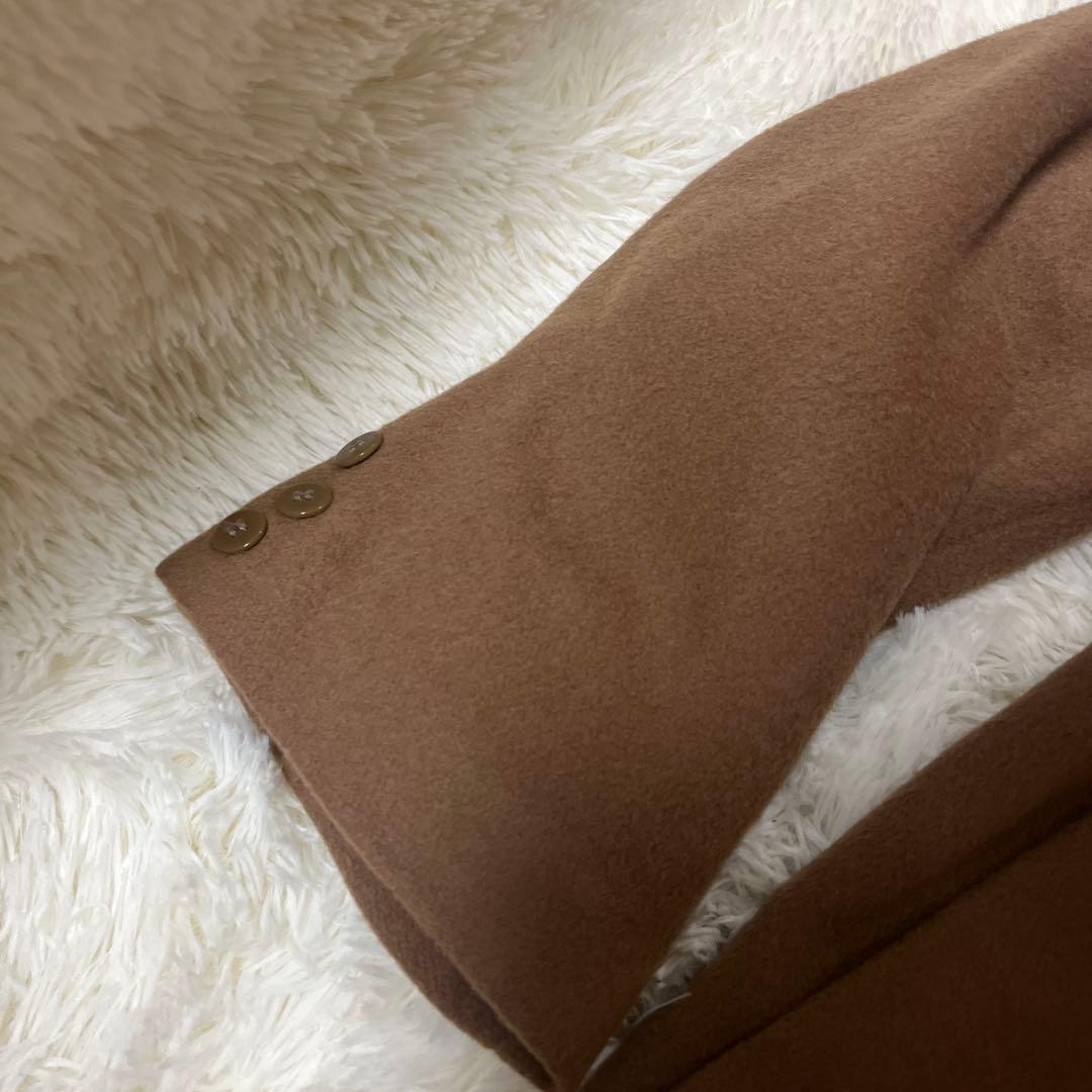 【極美品】カシミヤ混 ダブルチェスターコート ロング丈 L 茶 日本製 極暖