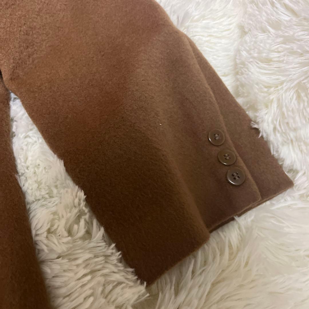 【極美品】カシミヤ混 ダブルチェスターコート ロング丈 L 茶 日本製 極暖