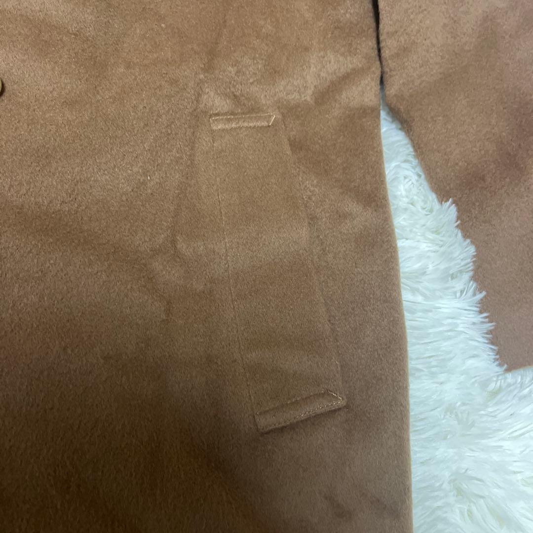 【極美品】カシミヤ混 ダブルチェスターコート ロング丈 L 茶 日本製 極暖