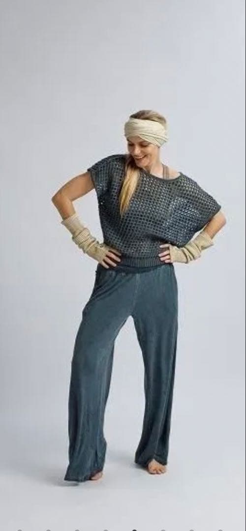 salsation新作Blue Denim☆ワイドパンツ　Lサイズ