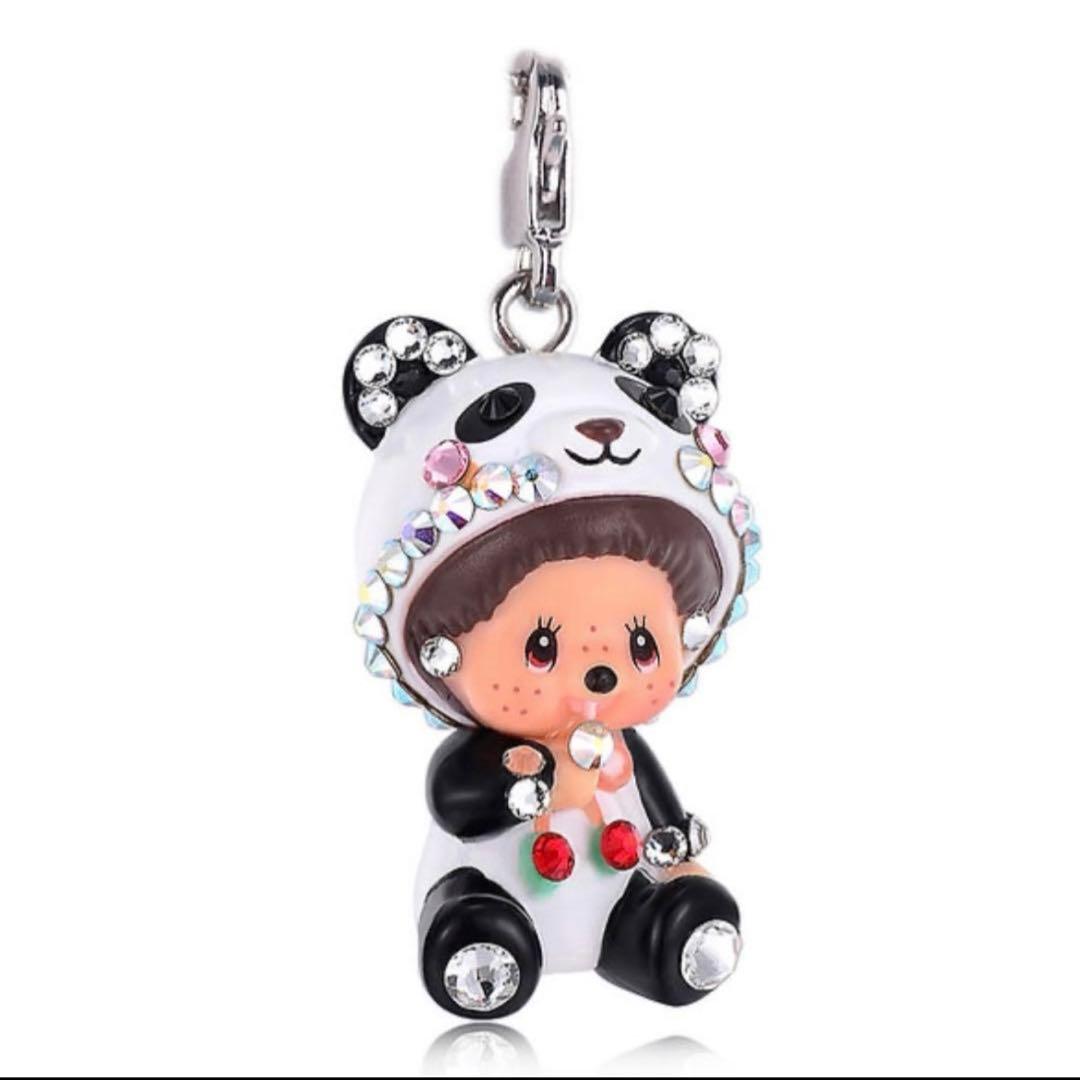モンチッチ　パンダ　チャーム　スワロフスキークリスタル　ネックレスチャーム