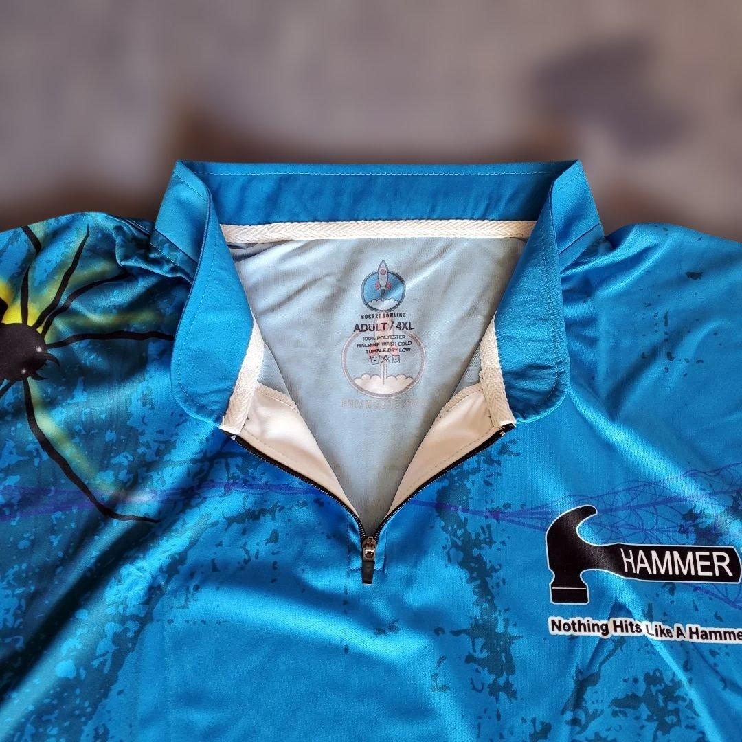 ✨新品✨ボウリングウェア　【5XL】　ブラックウィドー　ハンマー　ブルー　大きめ