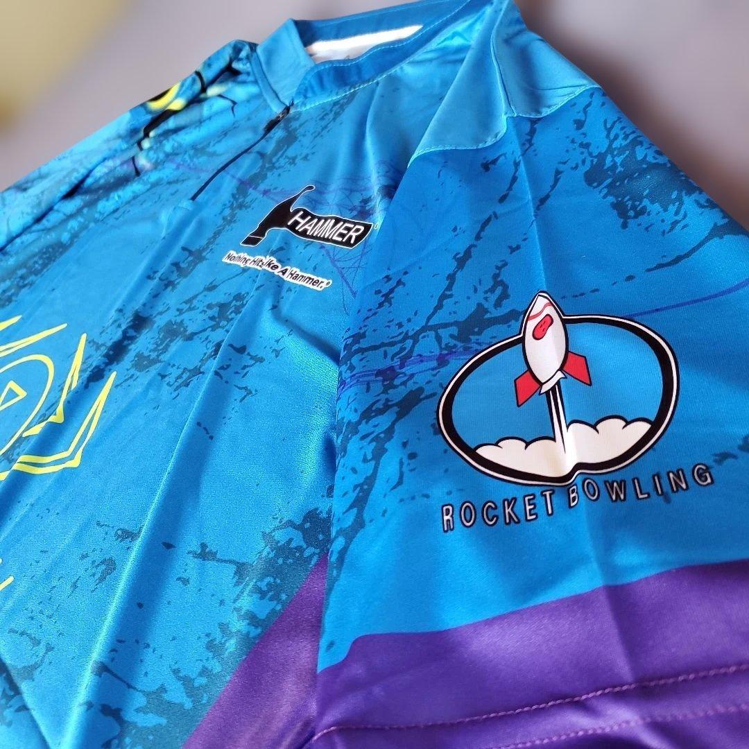 ✨新品✨ボウリングウェア　【5XL】　ブラックウィドー　ハンマー　ブルー　大きめ
