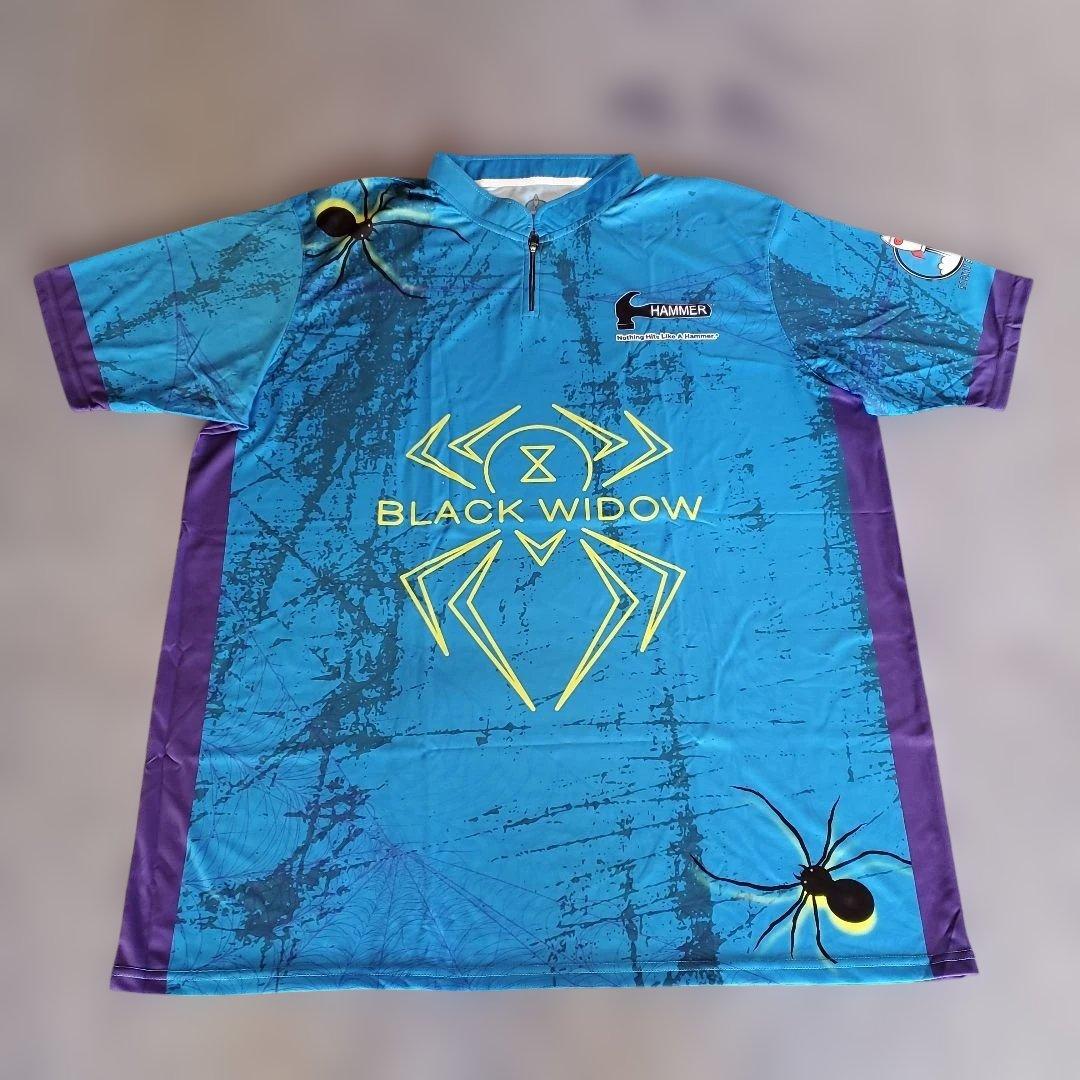 ✨新品✨ボウリングウェア　【5XL】　ブラックウィドー　ハンマー　ブルー　大きめ