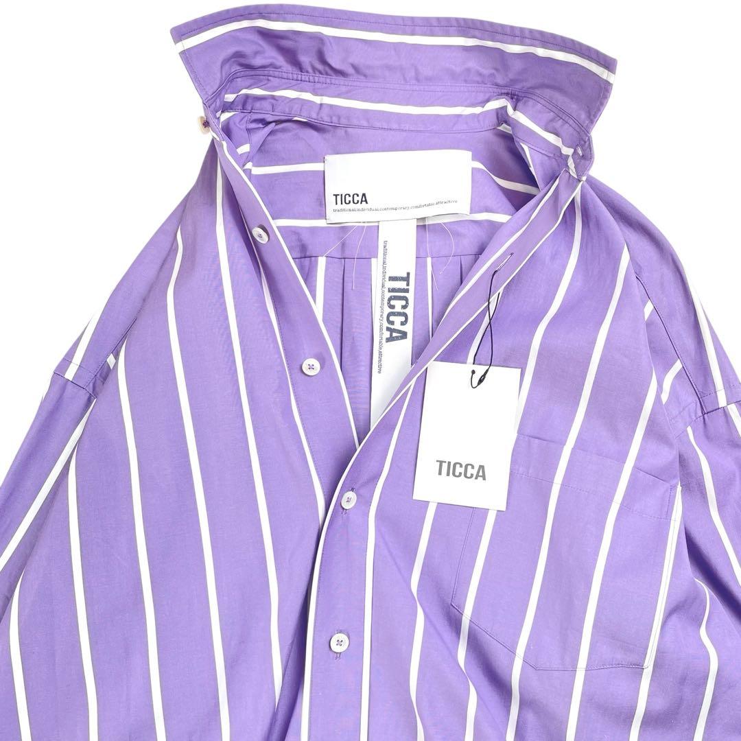 未使用タグ付 TICCA ストライプシャツワンピース SOMELOS パープル
