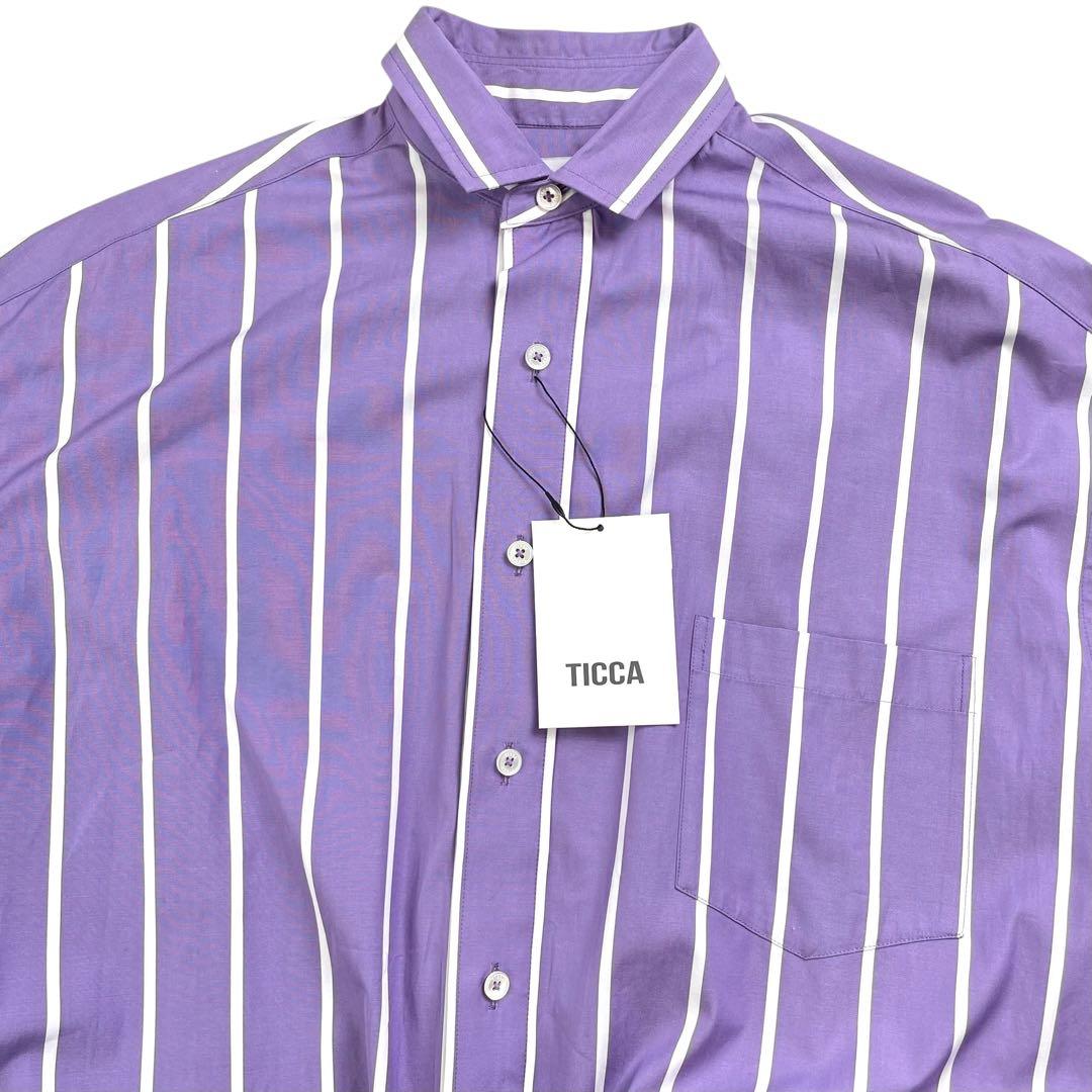未使用タグ付 TICCA ストライプシャツワンピース SOMELOS パープル