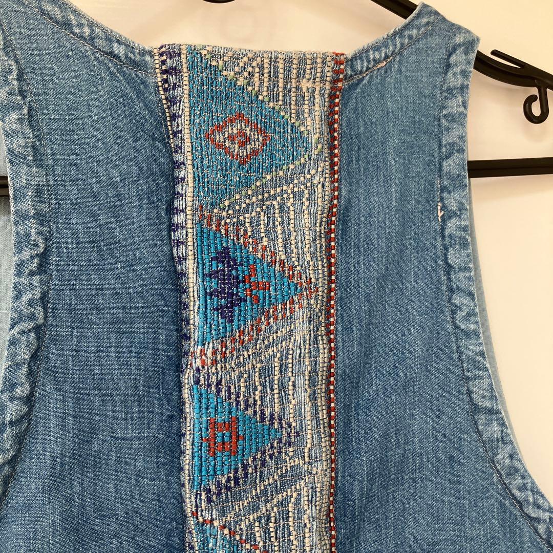 キャピタル　デニム Vネック　ジレ　ロング