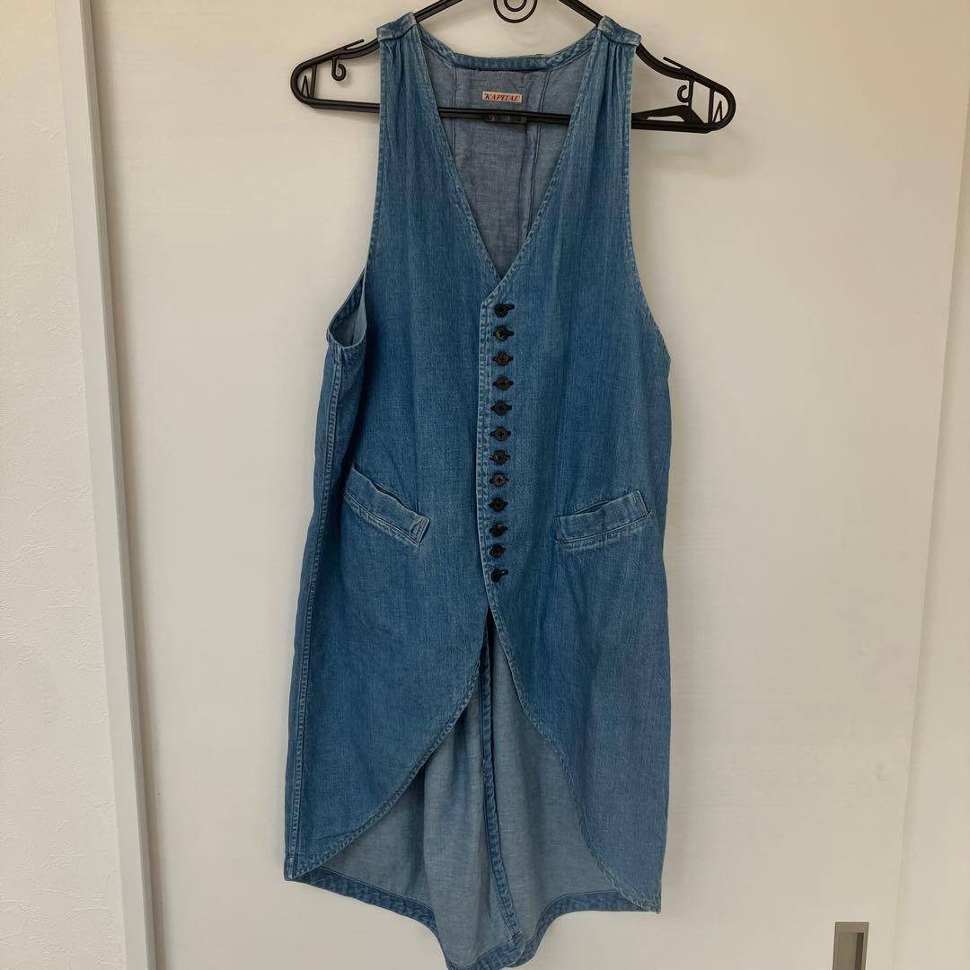 キャピタル　デニム Vネック　ジレ　ロング