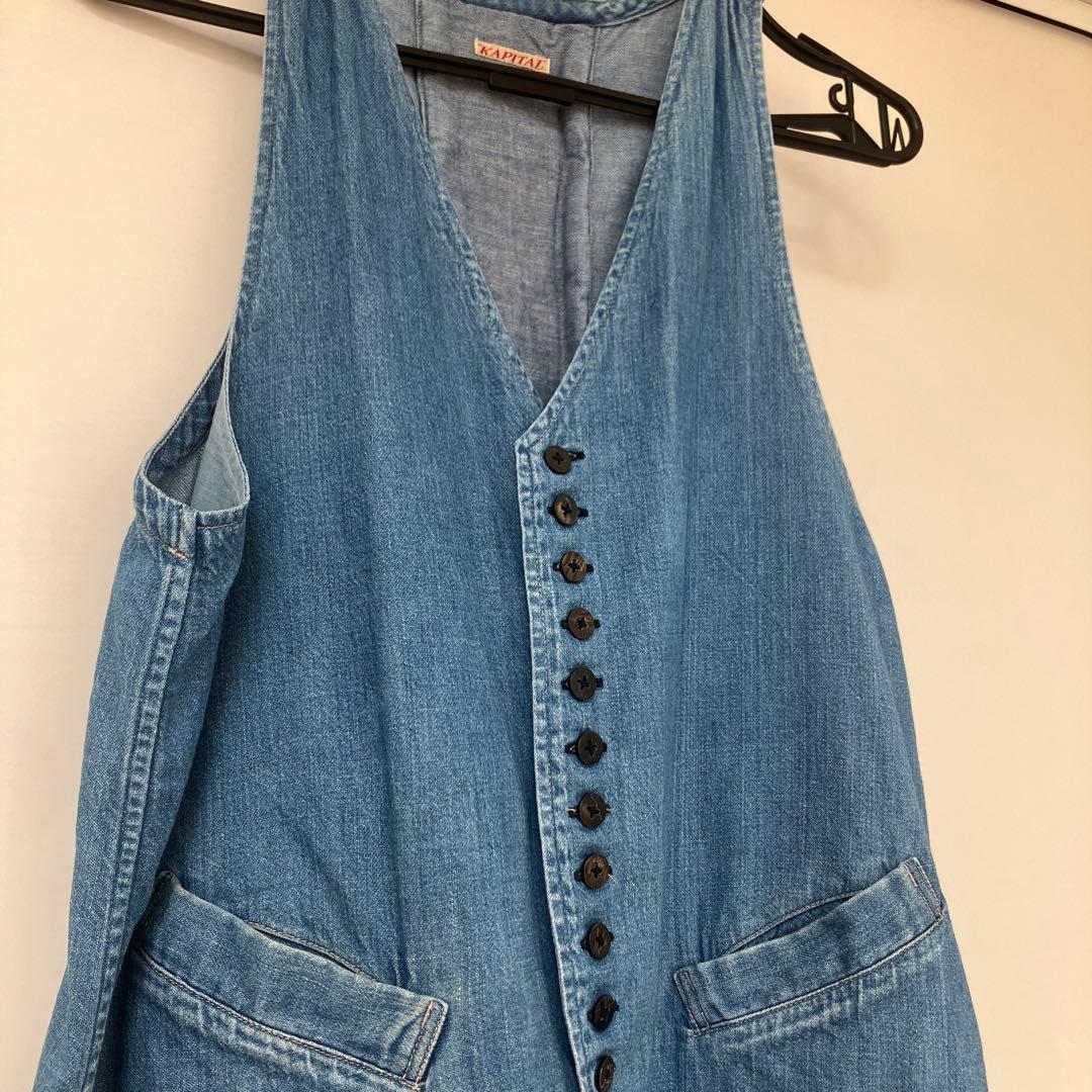 キャピタル　デニム Vネック　ジレ　ロング