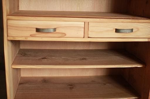 古い木枠のガラス戸棚　小引き出し2杯　食器棚　水屋　キャビネット　古家具　古民家