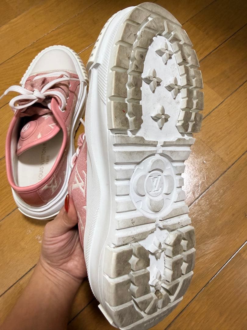 【美品】お買得品Louis Vuitton スニーカーピンク34 21.5センチ