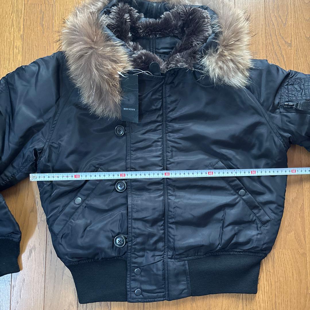 ヒューストン　N-2B ブラック　天然ファー使用