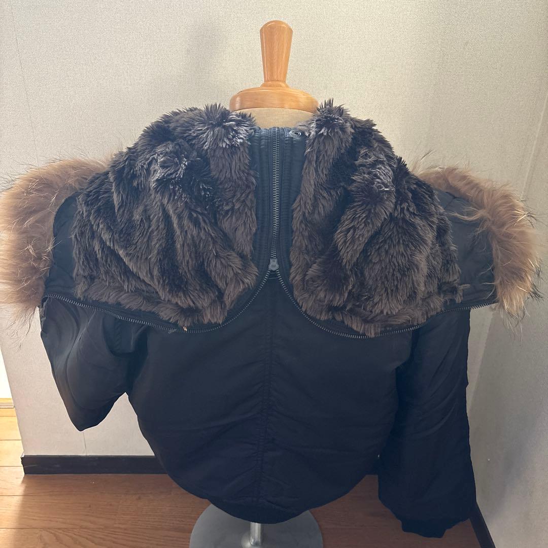 ヒューストン　N-2B ブラック　天然ファー使用