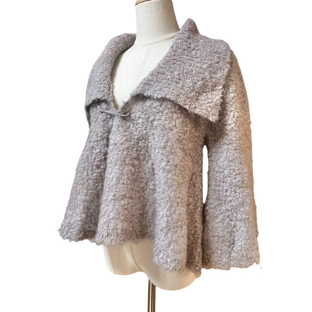 タグ付【シビラ】モヘアウールシャギーカーディガン☆ポンチョ☆Ｖネック☆グレー☆M