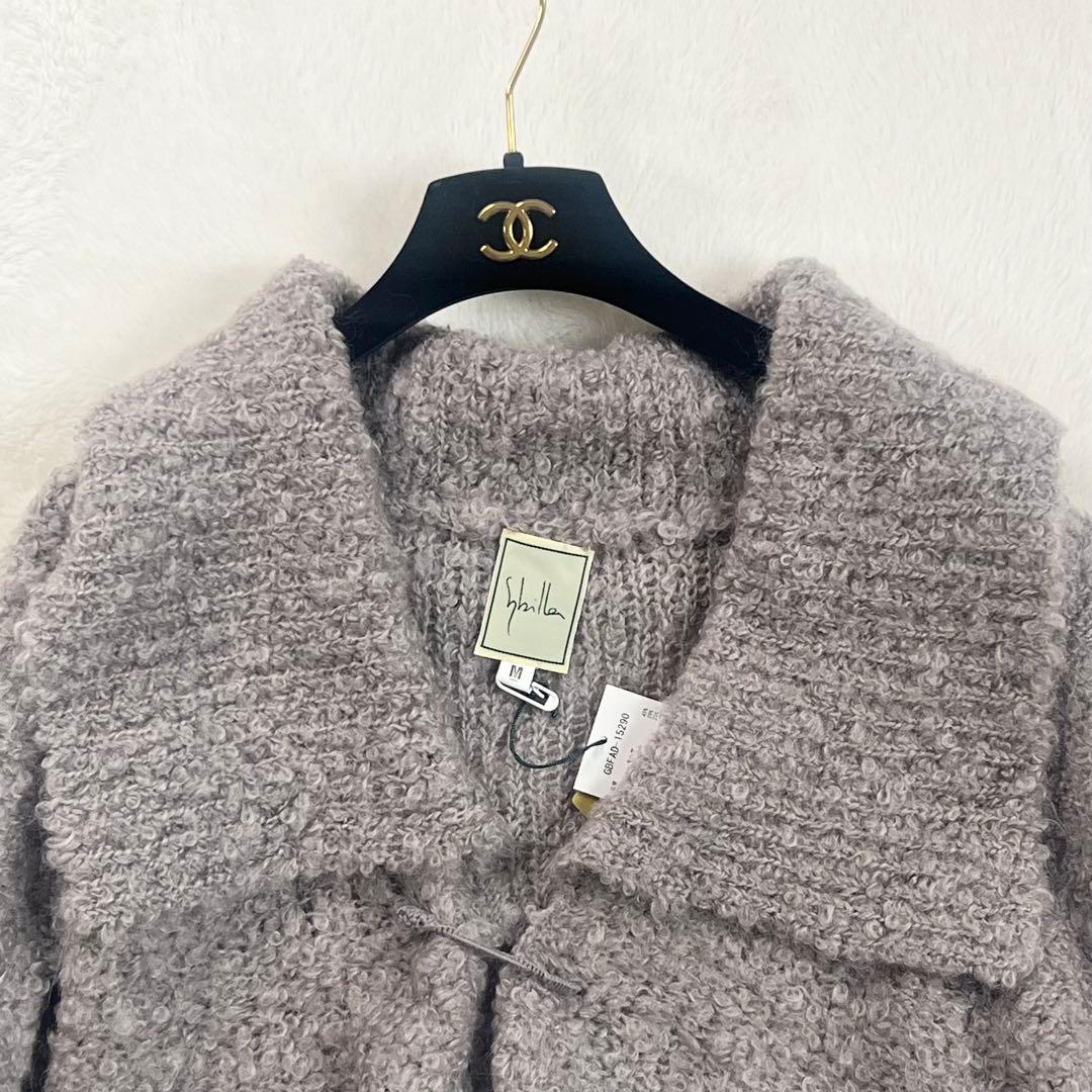 タグ付【シビラ】モヘアウールシャギーカーディガン☆ポンチョ☆Ｖネック☆グレー☆M