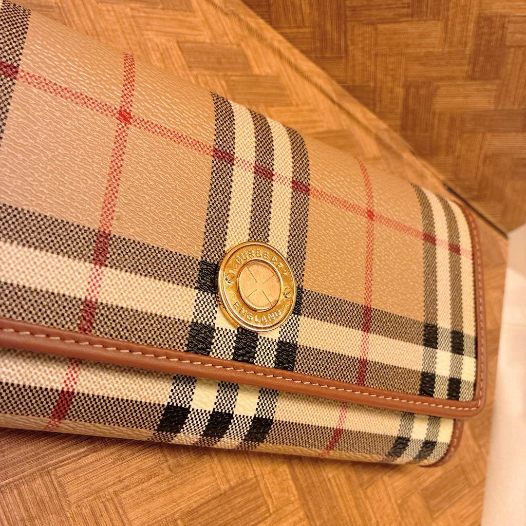 【未使用】バーバリー チェックコンチネンタルウォレット アーカイブベージュ