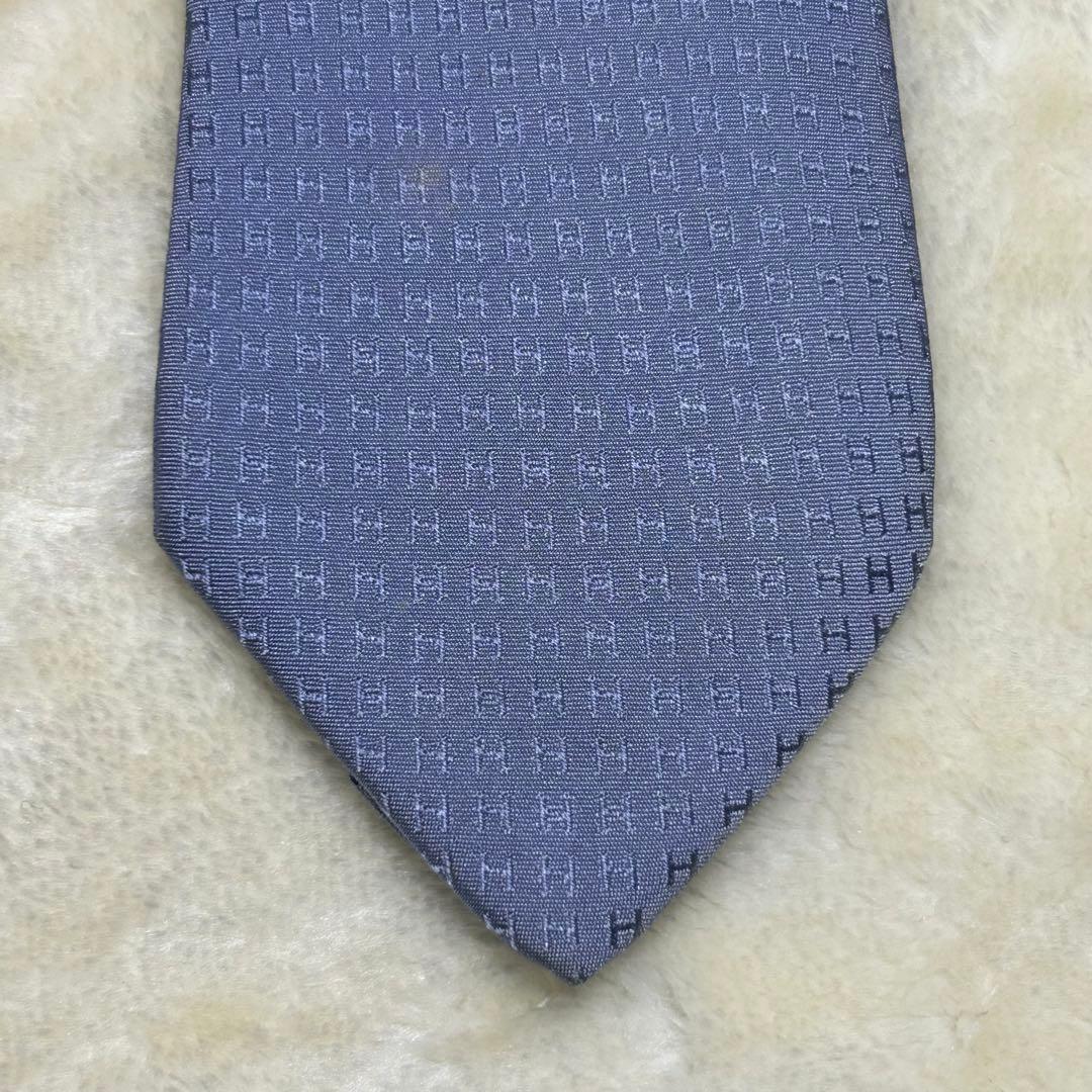 エルメス　ファソネ　H総柄　水色ライトブルー　光沢感