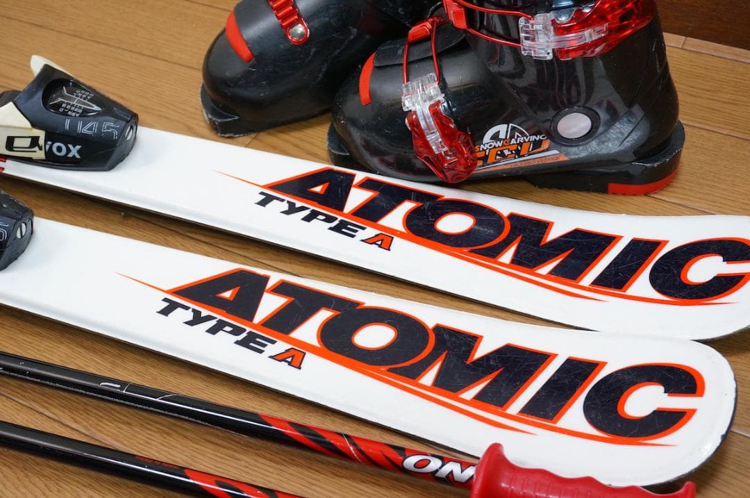 メンテ済 100cm 靴19cm ATOMIC スキーセット