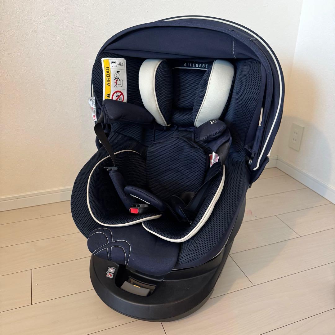 【美品】エールベベ クルット5i グランス /ネイビー/ISOFIX/回転式