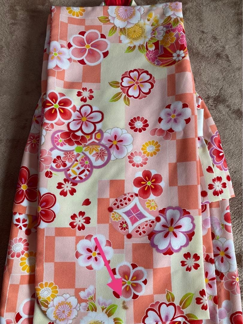 七五三着物 3歳 女の子被布セット マユミブランド 濃淡ピンク市松グラデーション