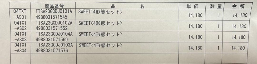 tomorrow×together SWEET 4形態セット