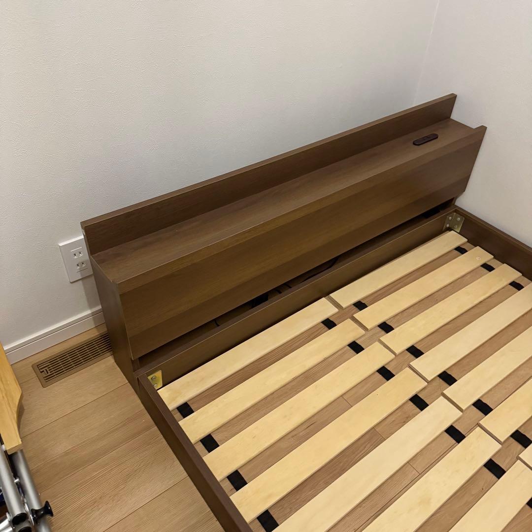 ベッド セミダブル ベッドフレーム ローベッド すのこ ブラウン 棚 セントル