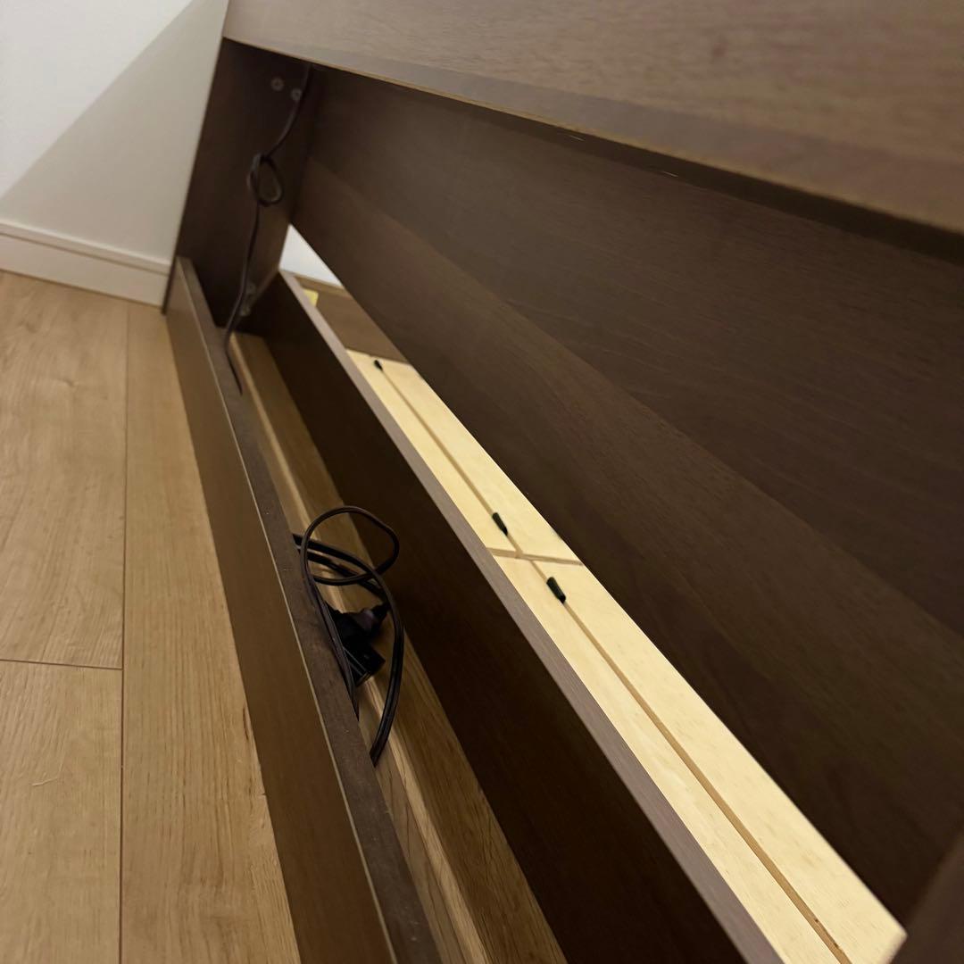 ベッド セミダブル ベッドフレーム ローベッド すのこ ブラウン 棚 セントル