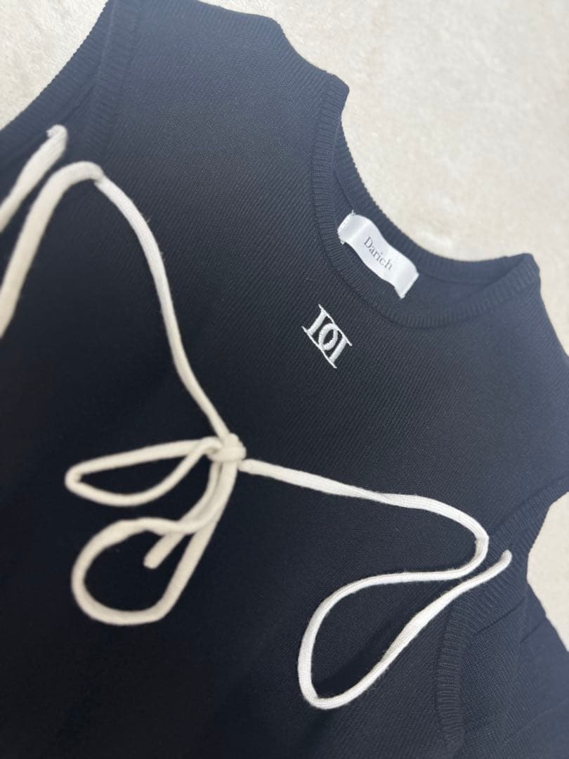 ウエストオープンストリングニットミニワンピース