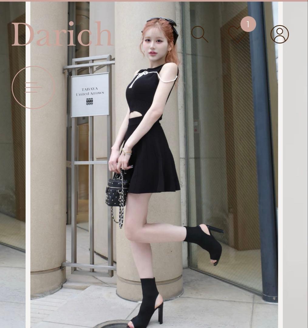 ウエストオープンストリングニットミニワンピース