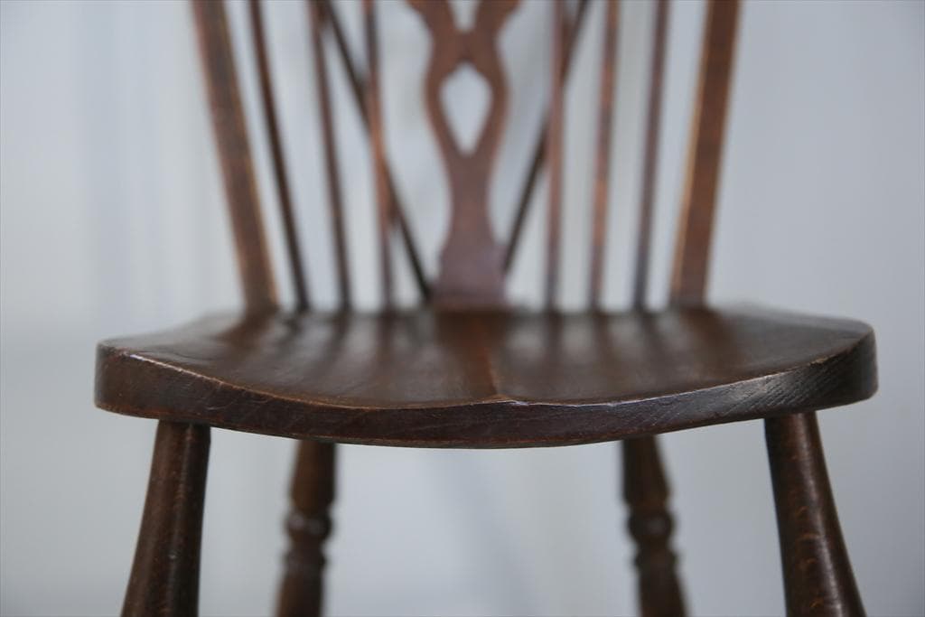 英国アンティーク木製ホイールバックチェア/ダイニングイス/椅子(91-203-1