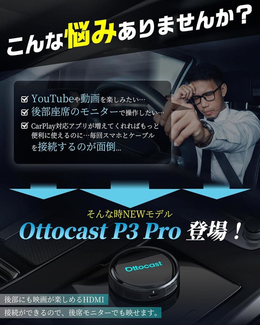 新品 Ottocast P3 Pro AIカープレイBox リモコン付 [ND]