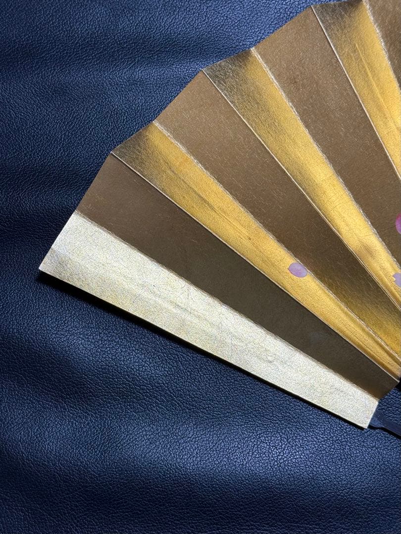 扇子　33.5cm 十松屋福井扇舗　金　桜　松葉　片面違い　仕舞扇　能楽　着物