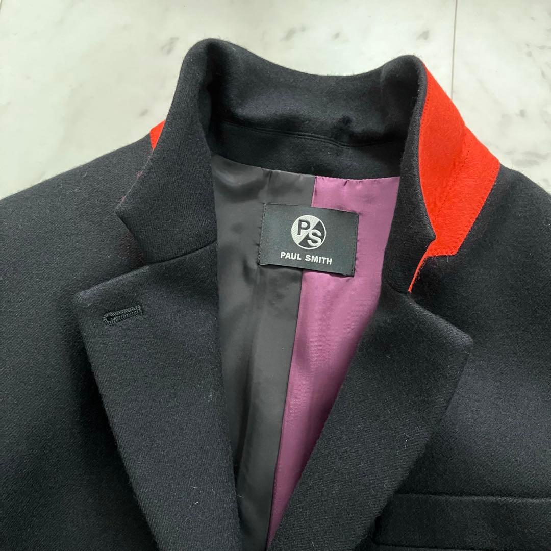 美品 ポールスミス チェスターコート 黒 42 ウール100%