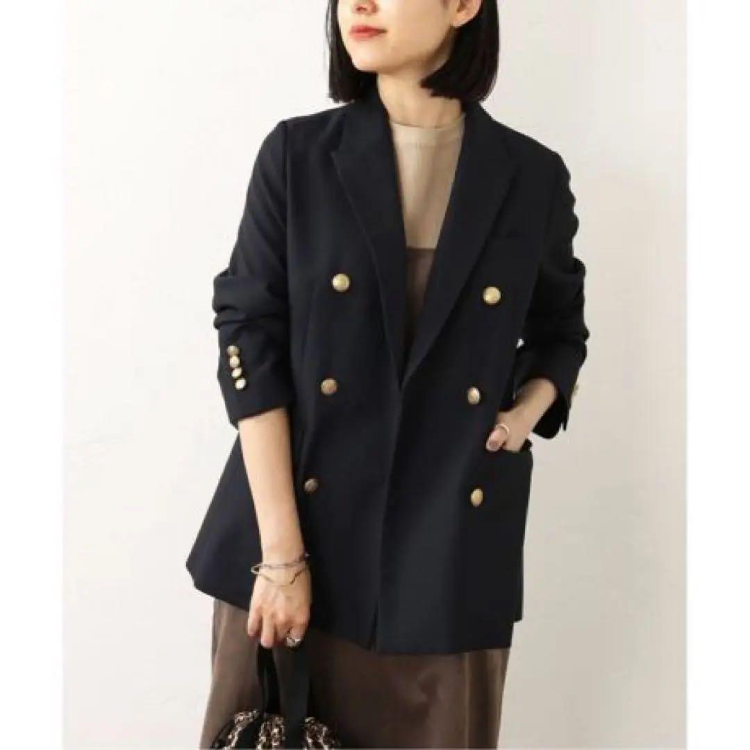 美品　ジャーナルスタンダードレリューム　ギャバネイビーブレザー　ネイビー　38