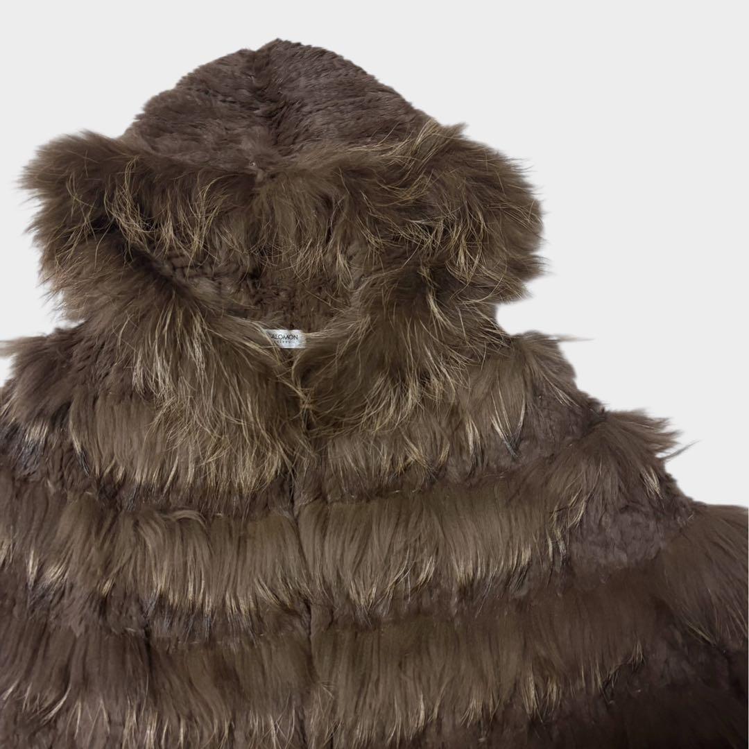 美品 YVES SALOMON リアルファー ポンチョ ラビット ラクーン