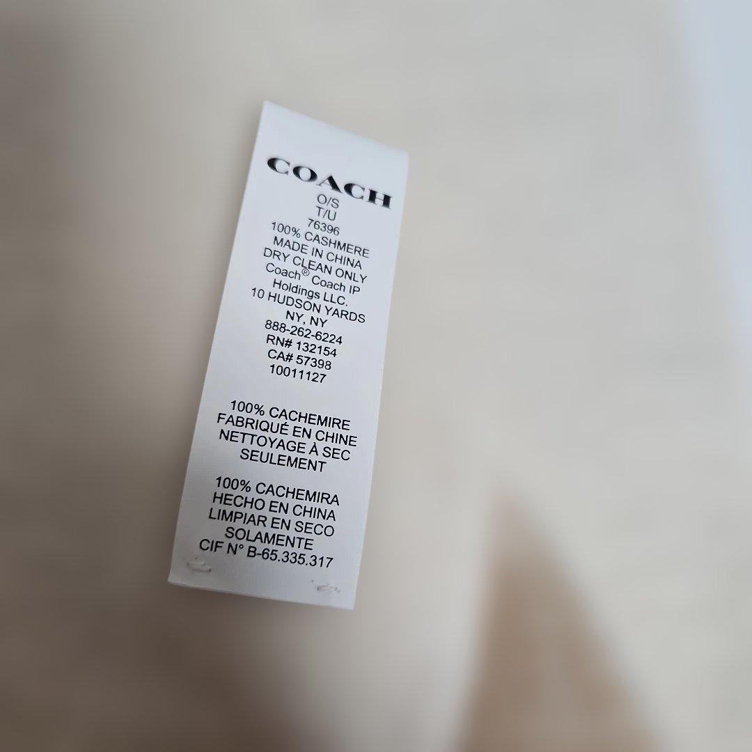 COACH カシミヤ100% ストール ベージュ 大判 レディース 高級素材