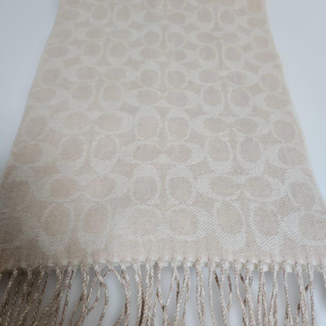 COACH カシミヤ100% ストール ベージュ 大判 レディース 高級素材