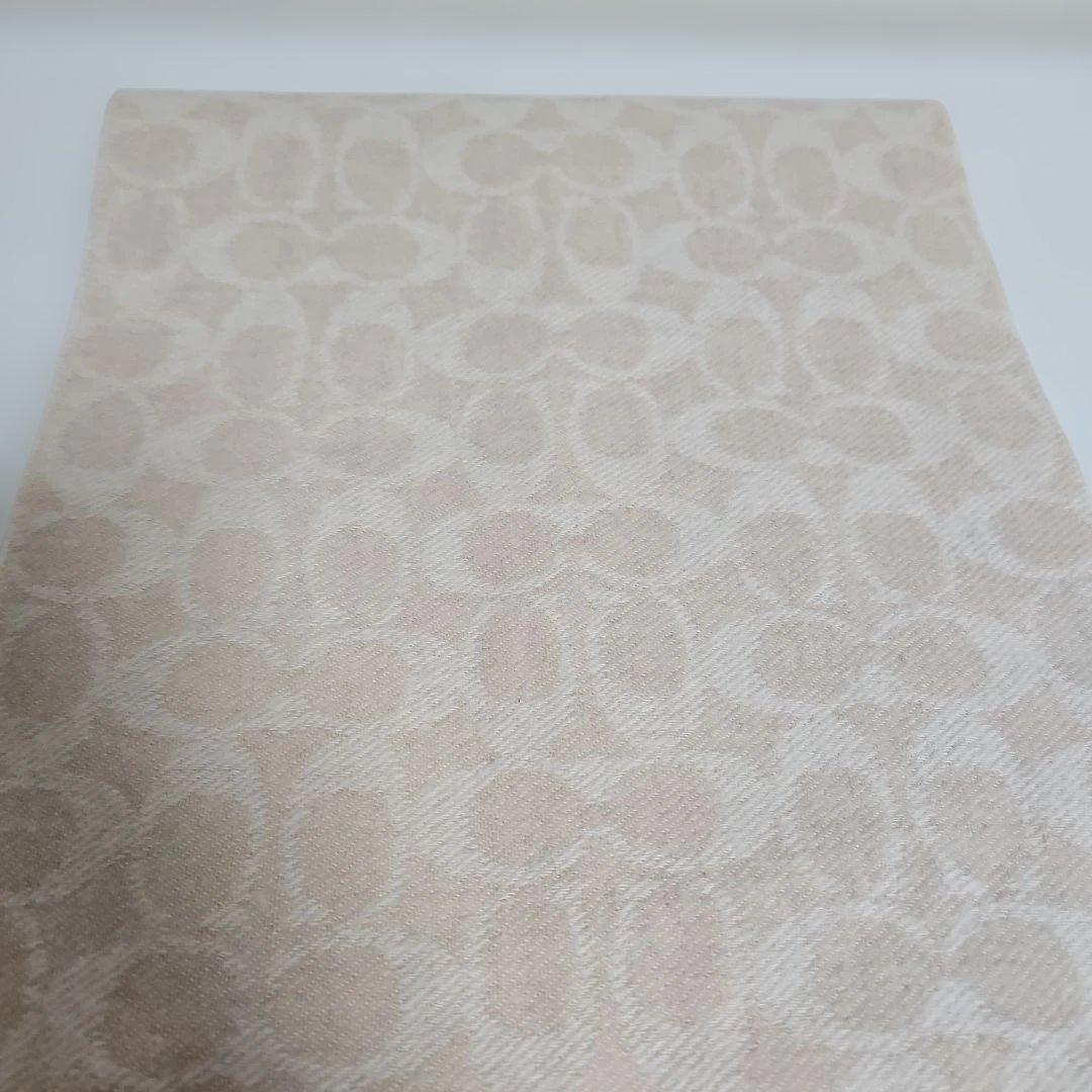 COACH カシミヤ100% ストール ベージュ 大判 レディース 高級素材