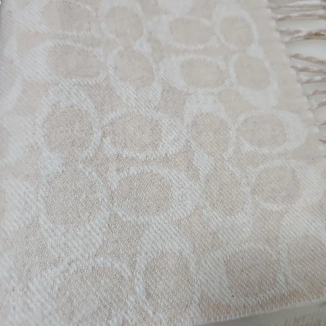 COACH カシミヤ100% ストール ベージュ 大判 レディース 高級素材