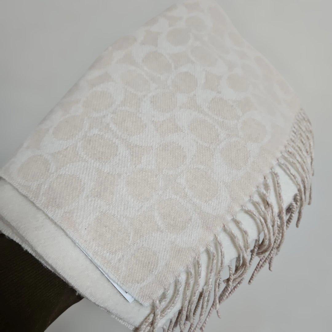 COACH カシミヤ100% ストール ベージュ 大判 レディース 高級素材