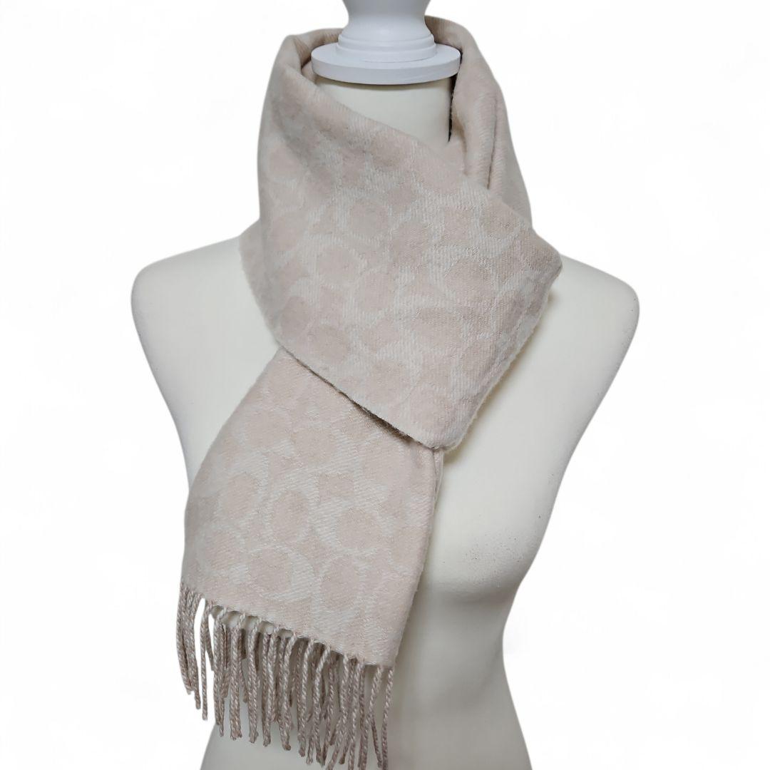 COACH カシミヤ100% ストール ベージュ 大判 レディース 高級素材