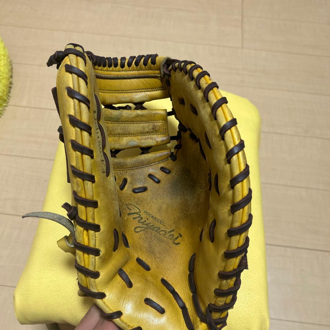 Miyadai 硬式野球グローブ イエローファーストミット