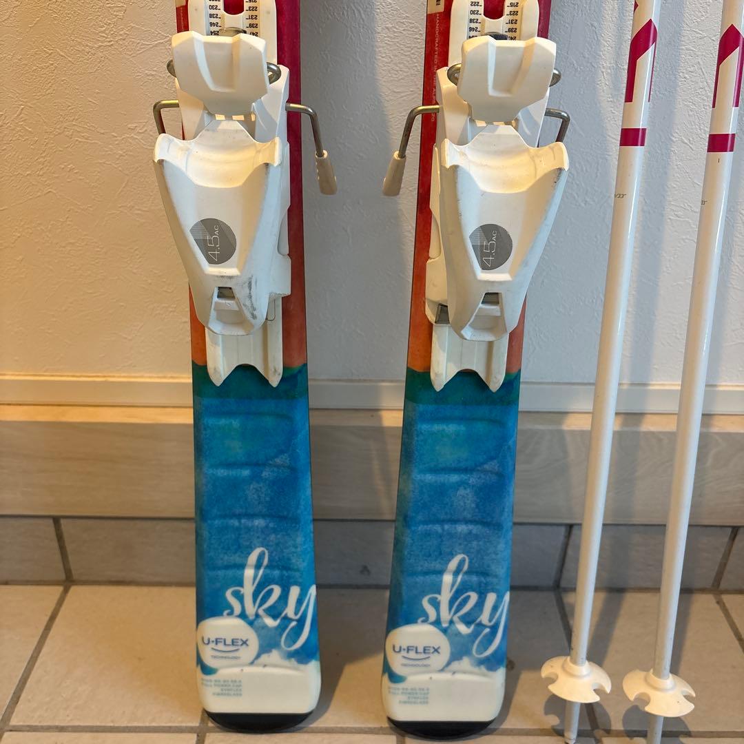 elanスキー板 120センチ ビンディング、ストック付き