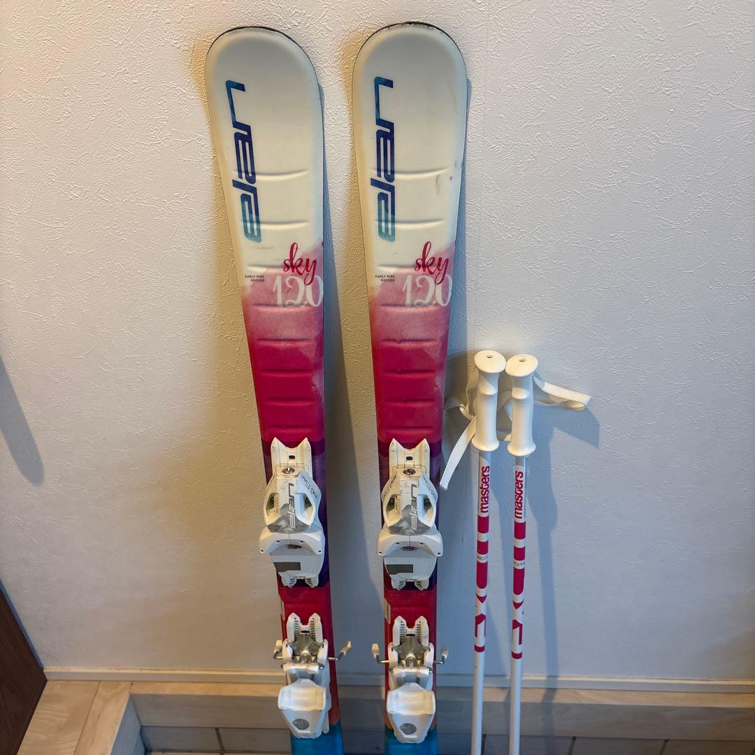 elanスキー板 120センチ ビンディング、ストック付き