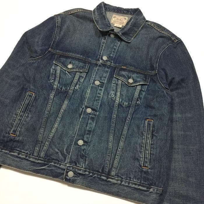 美品 希少 Ｌ ポロラルフローレン フェイデッド デニム トラッカー ジャケット