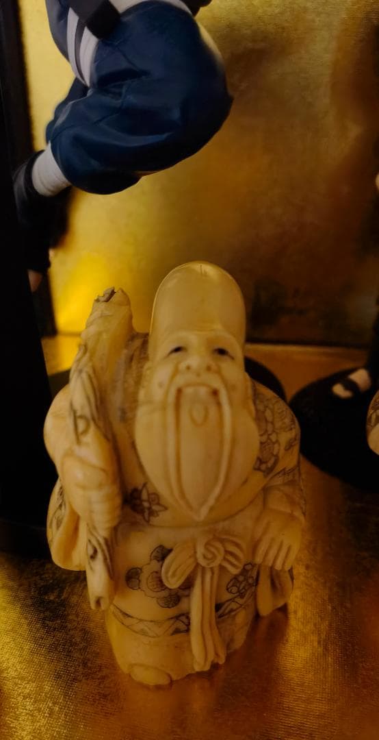 七福神 象牙调 在銘 古美術 骨董 根付