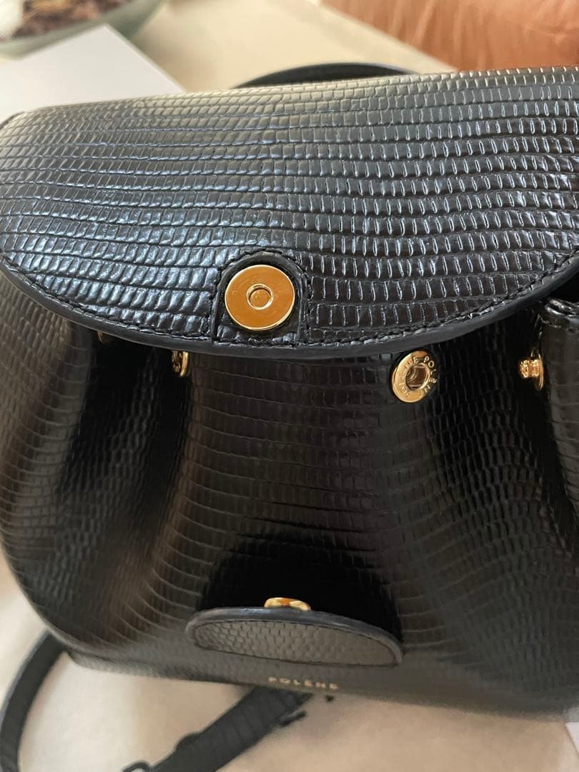 POLÈNE numero un nanoクロコ型押しレザー ショルダーバッグ